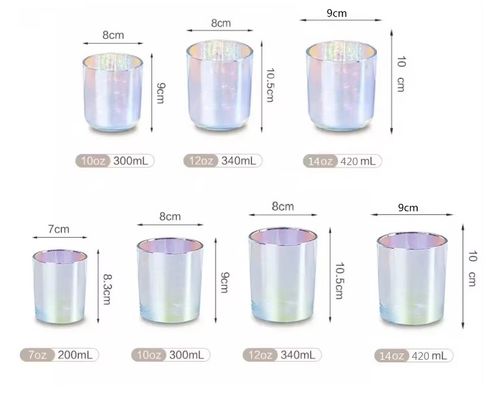 Luxury Empty 10oz 12oz 14oz Clear Iridescent Rainbow Glass Candle Jars With Lid And Boxes Packaging